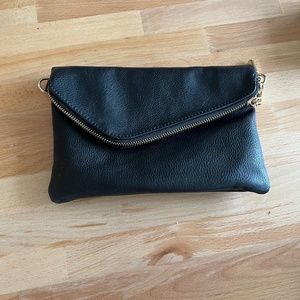 Black faux leather crossbody / clutch